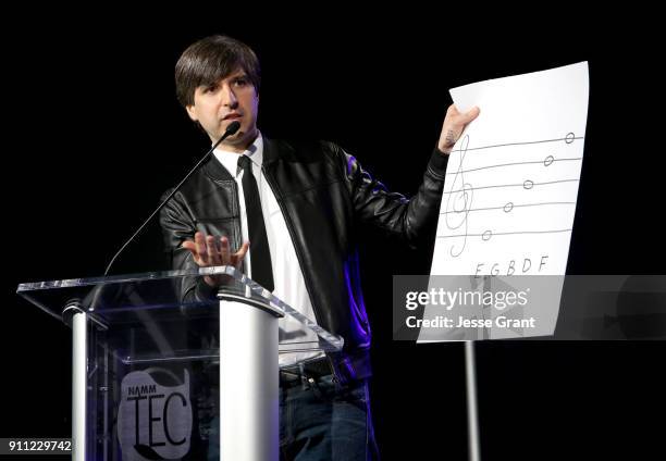 Comedian Demetri Martin performs onstage at The 2018 NAMM Show at Anaheim Convention Center on January 27, 2018 in Anaheim, California.