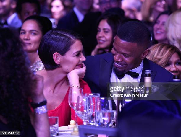 Katie Holmes and Jamie Foxx attend the Clive Davis and Recording Academy Pre-GRAMMY Gala and GRAMMY Salute to Industry Icons Honoring Jay-Z on...