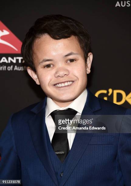 Actor Sam Humphrey arrives at the 2018 G'Day USA Los Angeles Black Tie Gala at the InterContinental Los Angeles Downtown on January 27, 2018 in Los...