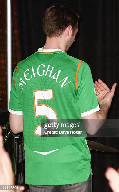 Tom Meighan of Kasabian performs on stage at the Arthur's Day Guinness 250th Anniversary Celebration at The Church on September 24, 2009 in Dublin,...