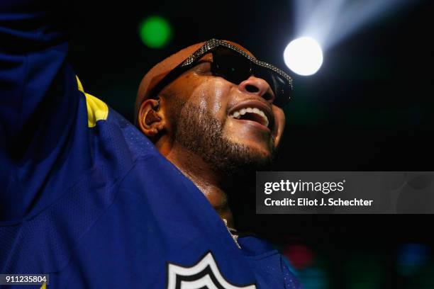 Vocal artist Flo Rida performs during the Saturday Night Party as part of the 2018 NHL All-Star on January 27, 2018 in Tampa, Florida.