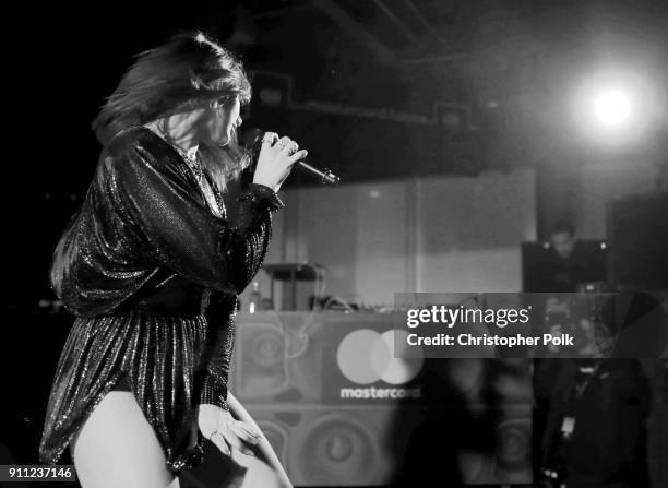 Dua Lipa performs onstage during Billboard and Mastercard present a night with Dua Lipa at Mastercard House on January 27, 2018 in New York City.