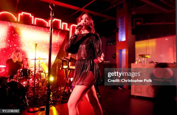 Dua Lipa performs onstage during Billboard and Mastercard present a night with Dua Lipa at Mastercard House on January 27, 2018 in New York City.