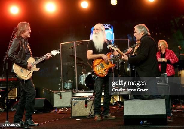 Jackson Browne, Leland Sklarand Danny Kortchmar perform onstage at the 33rd Annual TEC Awards during NAMM Show 2018 at the Hilton Anaheim on January...