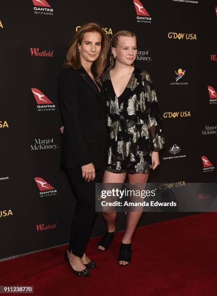 Actress Rachel Griffiths and her daughter Adelaide Rose Taylor arrive at the 2018 G'Day USA Los Angeles Black Tie Gala at the InterContinental Los...