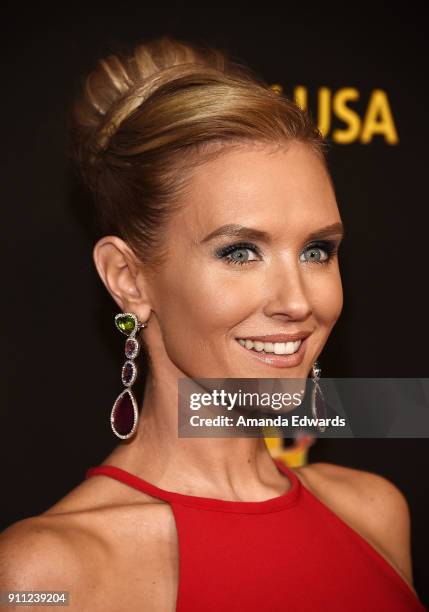 Actress Nicky Whelan arrives at the 2018 G'Day USA Los Angeles Black Tie Gala at the InterContinental Los Angeles Downtown on January 27, 2018 in Los...