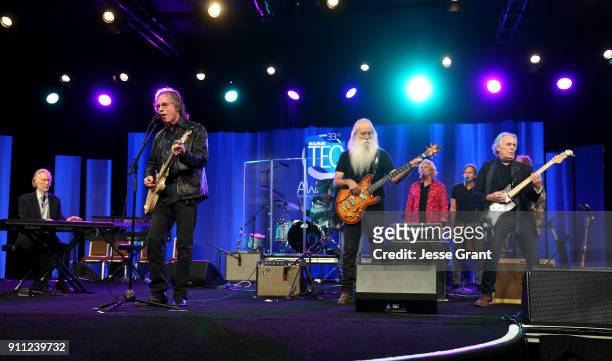 Craig Doerge, Jackson Browne, Leland Sklar and Danny Kortchmar perform onstage at the 33rd Annual TEC Awards during NAMM Show 2018 at the Hilton...
