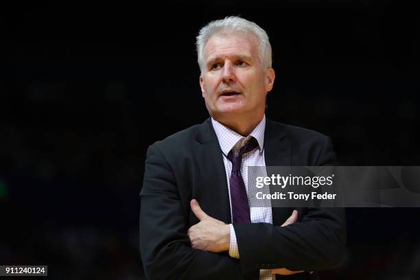 Andrew Gaze coach of the Kings during the round 16 NBL match between the Sydney Kings and Melbourne United at Qudos Bank Arena on January 28, 2018 in...