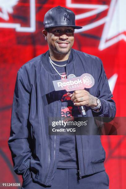 Former NBA player Allen Iverson attends a Reebok activity on January 27, 2018 in Beijing, China.