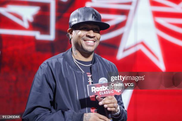 Former NBA player Allen Iverson attends a Reebok activity on January 27, 2018 in Beijing, China.