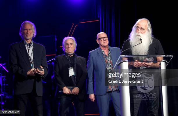 Craig Doerge, Danny Kortchmar, Russ Kunkel and Leland Sklar of The Section speak onstage as they are inducted into the TEC Hall of Fame at the 33rd...