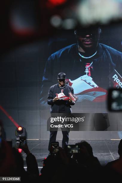 Former NBA player Allen Iverson attends a Reebok activity on January 27, 2018 in Beijing, China.