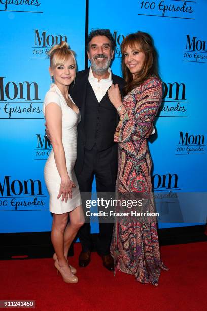 Anna Faris ,Chuck Lorre and Allison Janney attend CBS And Warner Bros. Television's "Mom" Celebrates 100 Episodes at TAO Hollywood on January 27,...