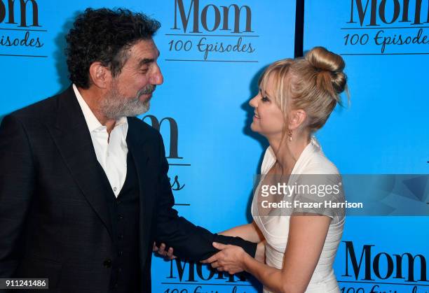 Anna Faris and Chuck Lorre attend CBS And Warner Bros. Television's "Mom" Celebrates 100 Episodes at TAO Hollywood on January 27, 2018 in Los...