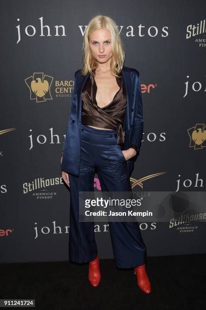 Model Andreja Pejic attends the JVxNJ Launch Event at the Angel Orensanz Foundation on January 27, 2018 in New York City.