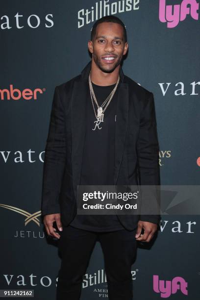 Football wide receiver Victor Cruz attends John Varvatos X Nick Jonas SS18 Collaboration Launch Party on January 27, 2018 in New York City.