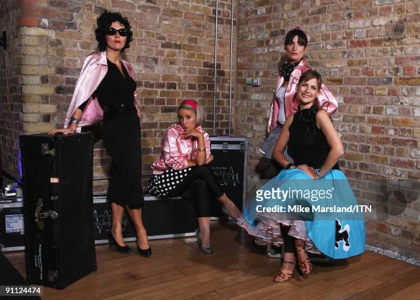 The Ladies of the ITV news team pose ahead of their performance at the "Newsroom's Got Talent" event held in aid of Leonard Cheshire Disability and...