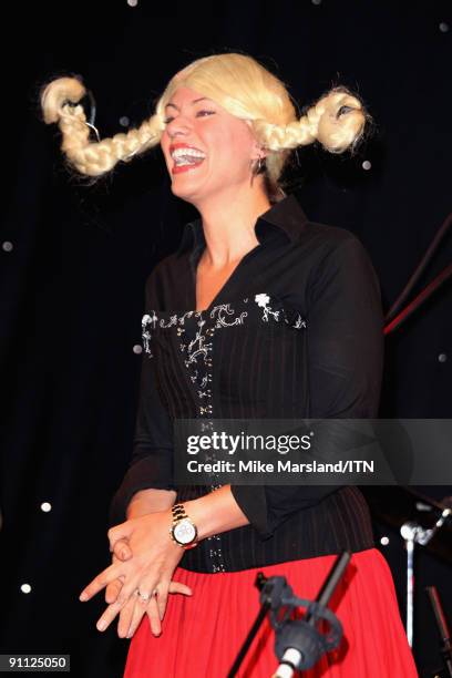 Kate Silverton of the BBC news team performs at the "Newsroom's Got Talent" event held in aid of Leonard Cheshire Disability and Helen & Douglas...