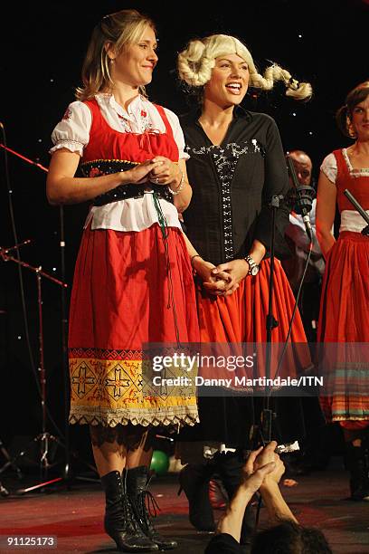 Sopie Raworth and Kate Silverton of the BBC news team perform at the "Newsroom�s Got Talent" event held in aid of Leonard Cheshire Disability and...