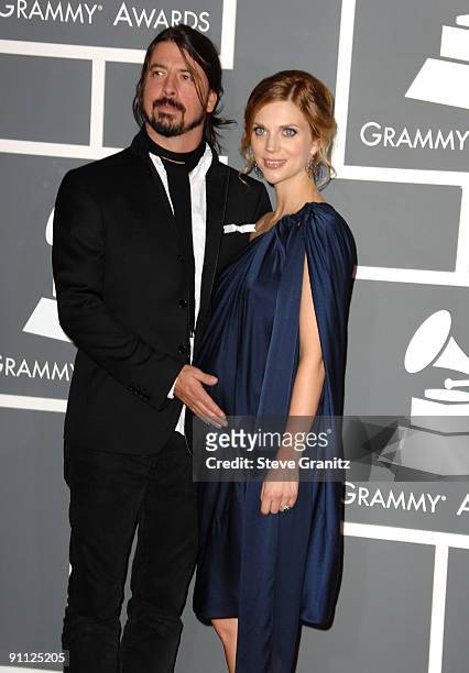Musician Dave Grohl of Foo Fighters and wife Jordyn arrive to the 51st Annual GRAMMY Awards at the Staples Center on February 8, 2009 in Los Angeles,...