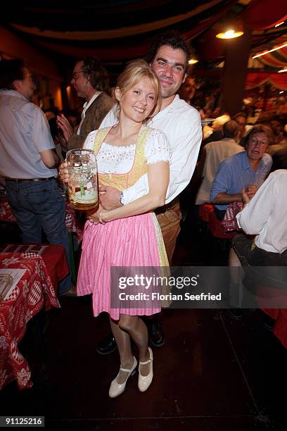 Roswitha Schreiner and husband Andreas Gotzler attend the "Bavaria Film Wiesn" at the Oktoberfest 2009 at Hippodrom at the Theresienwiese on...