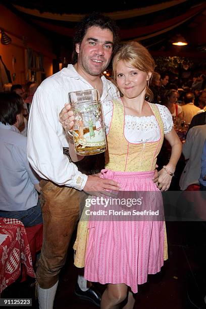 Roswitha Schreiner and husband Andreas Gotzler attend the "Bavaria Film Wiesn" at the Oktoberfest 2009 at Hippodrom at the Theresienwiese on...