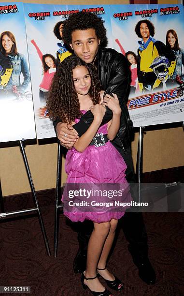 Actor Corbin Bleu and Madison Pettis attend the "Free Style" premiere at the Chelsea Clearview Cinema 9 on September 24, 2009 in New York City.