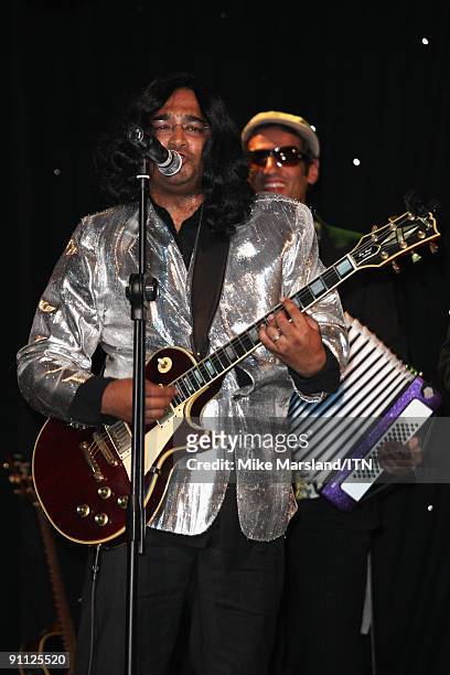 Krishnan Guru Murthy of the Channel 4 news team performs at the "Newsroom's Got Talent" event held in aid of Leonard Cheshire Disability and Helen &...