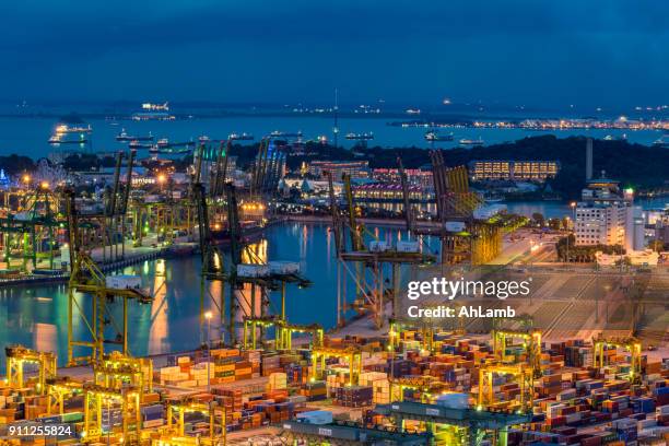 container terminal - singapore port stock pictures, royalty-free photos & images