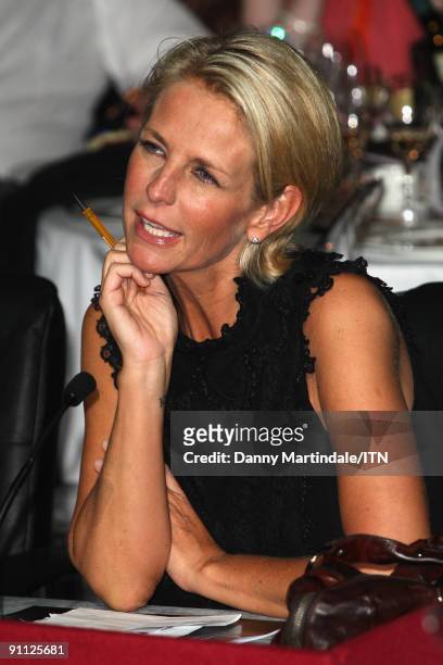 Judge Ulrika Jonsson watches a performance at the "Newsroom�s Got Talent" event held in aid of Leonard Cheshire Disability and Helen & Douglas House...