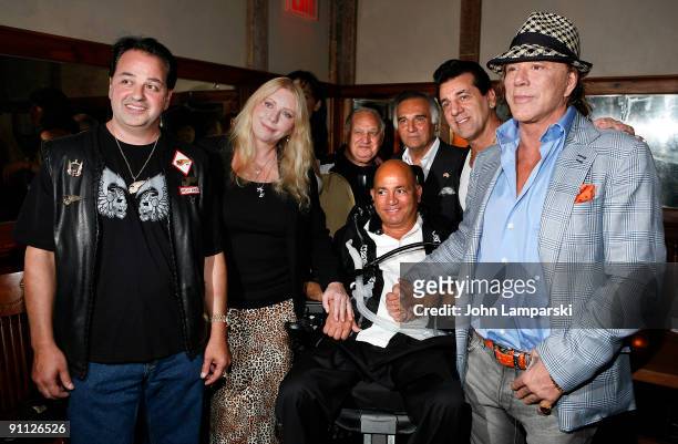 Phil Carlo, Chuck Zito and Mickey Rourke and guests attend "The Butcher: Anatomy Of A Mafia Psychopath" book release party at Locanda Verde at The...