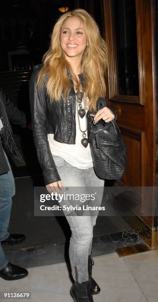 Singer Shakira arrives at her hotel on September 24, 2009 in London, England.