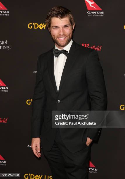Actor Liam McIntyre attends the 2018 G'Day USA Los Angeles Black Tie Gala at the InterContinental Los Angeles Downtown on January 27, 2018 in Los...