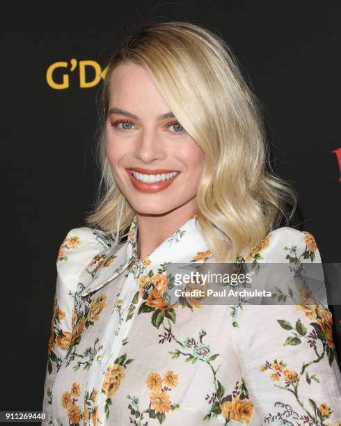 Actress Margot Robbie attends the 2018 G'Day USA Los Angeles Black Tie Gala at the InterContinental Los Angeles Downtown on January 27, 2018 in Los...
