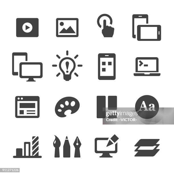 ilustraciones, imágenes clip art, dibujos animados e iconos de stock de iconos de diseño de interfaz de usuario - serie acme - interactividad