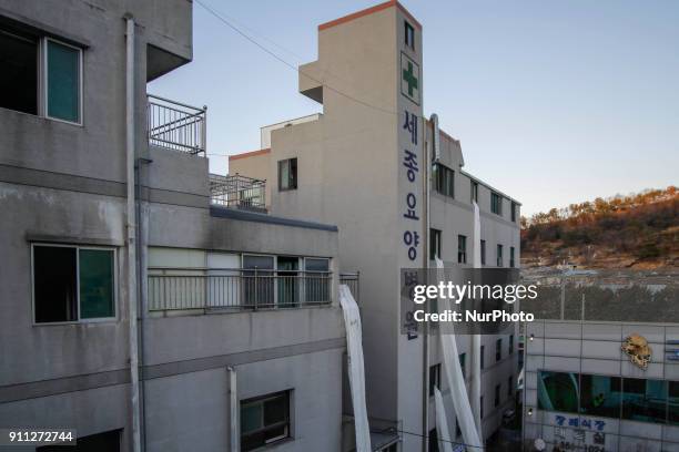 Jan 26, 2018-Miryang, South Korea-A General view of Sejong Hospital. A fire gutted the ground floor of a hospital in southeastern South Korea and...