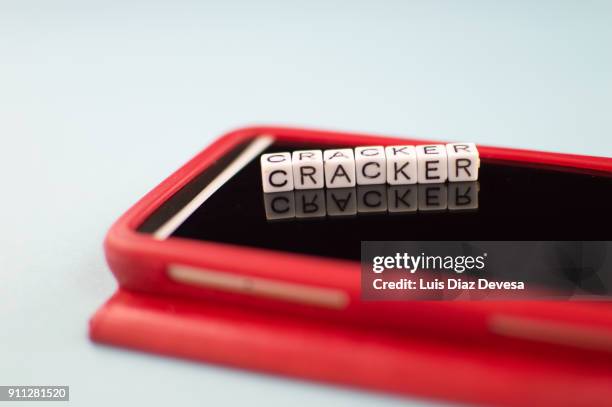 some people are using their mobile phones to do cracker, stealing personal data from internet - telegram brand name stock-fotos und bilder