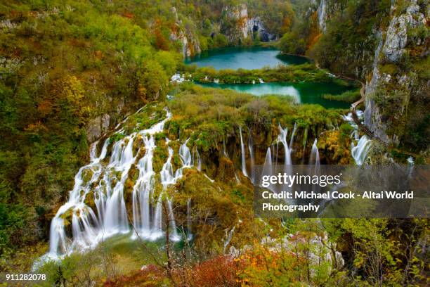 lower falls of veliki slap waterfall - plitvice lakes national park stock pictures, royalty-free photos & images