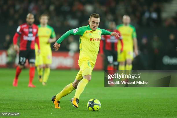 Valentin Rongier of Nantes during the Ligue 1 match between EA Guingamp and Nantes at Stade du Roudourou on January 27, 2018 in Guingamp, .