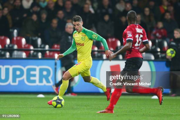 Andrei Girotto of Nantes during the Ligue 1 match between EA Guingamp and Nantes at Stade du Roudourou on January 27, 2018 in Guingamp, .