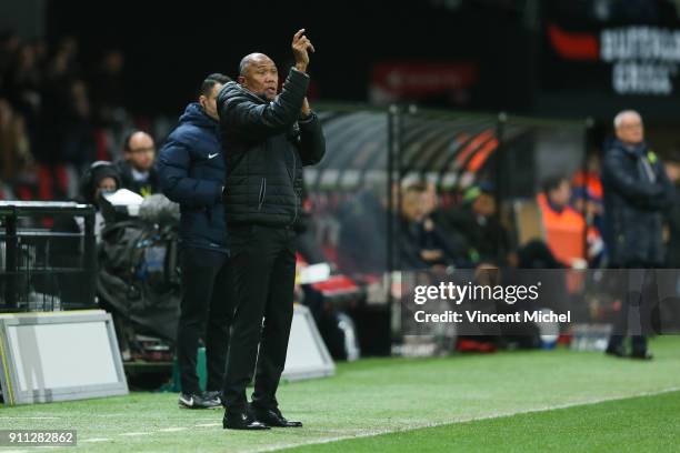 Antoine Kombouare of Guingamp during the Ligue 1 match between EA Guingamp and Nantes at Stade du Roudourou on January 27, 2018 in Guingamp, .