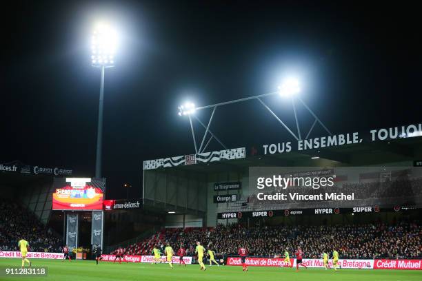 General view of Guingamp's stadium during the Ligue 1 match between EA Guingamp and Nantes at Stade du Roudourou on January 27, 2018 in Guingamp, .