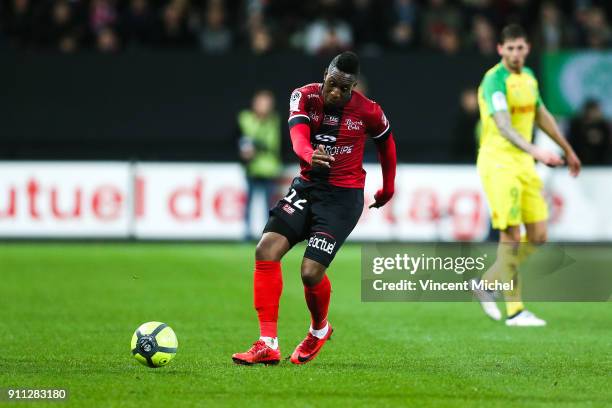 Yeni Ngbakoto of Guingamp during the Ligue 1 match between EA Guingamp and Nantes at Stade du Roudourou on January 27, 2018 in Guingamp, .