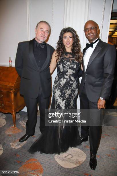 Oliver Kleinfeld, Fernanda de Sousa Dibaba and her husbandYared Dibaba during the press ball Hamburg at Hotel Atlantik on January 27, 2018 in...