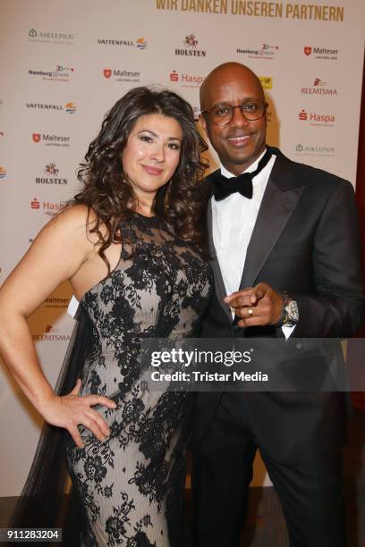 Fernanda de Sousa Dibaba and her husbandYared Dibaba during the press ball Hamburg at Hotel Atlantik on January 27, 2018 in Hamburg, Germany.