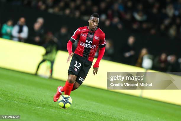 Yeni Ngbakoto of Guingamp during the Ligue 1 match between EA Guingamp and Nantes at Stade du Roudourou on January 27, 2018 in Guingamp, .