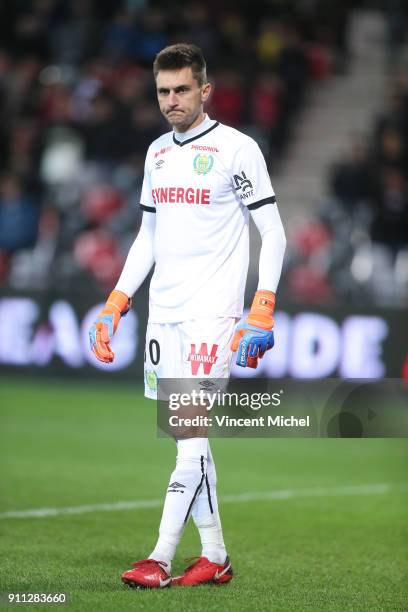 Ciprian Tatarusanu of Nantes during the Ligue 1 match between EA Guingamp and Nantes at Stade du Roudourou on January 27, 2018 in Guingamp, .