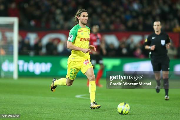 Rene Krhin of Nantes during the Ligue 1 match between EA Guingamp and Nantes at Stade du Roudourou on January 27, 2018 in Guingamp, .