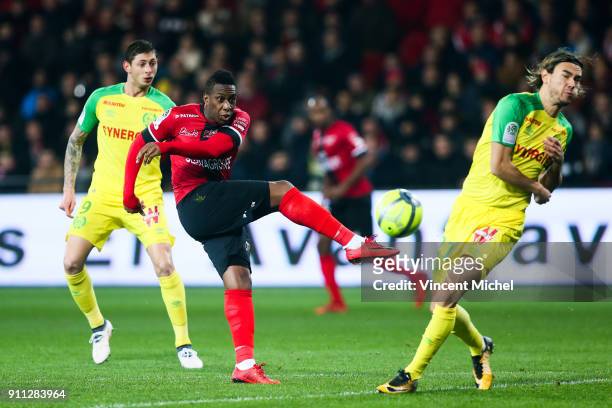 Yeni Ngbakoto of Guingamp during the Ligue 1 match between EA Guingamp and Nantes at Stade du Roudourou on January 27, 2018 in Guingamp, .