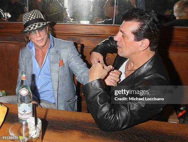 Actors Mickey Rourke and Chuck Zito attend the book release party for "The Butcher: Anatomy of a Mafia Psychopath" at Locanda Verde at The Greenwich...